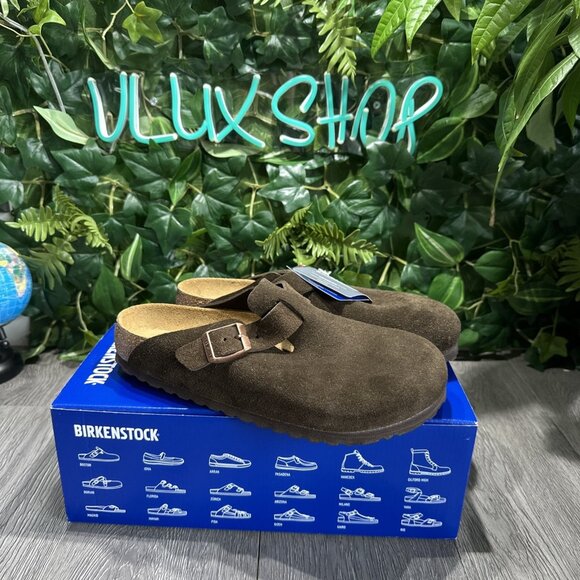 BIRKENSTOCK Boston Soft Footbed Suede Leather Unisex Men Size 11 EU 44 Mocha